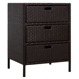32" Poolside Rattan Wicker Patio Organizer Storage Cabinet with 3 Large Drawers & Weather-Fighting Materials