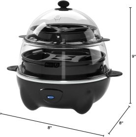 Deluxe Egg Cooker - Boiler, Poacher & Steamer - Includes Measuring & Recipe Guide - Dishwasher Safe - BPA Free - Holds 12 Eggs, Black