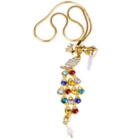 Colorful Crystal Diamond Peacock Dust Cap Pendant For Cell Phone 3.5mm Jack (Option: Colorful)
