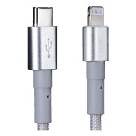 150cm 180cm USB Charging Cable A Pple MFi Certified, Nylon Braided Jacket,silver Premium Series (Option: 100cm)