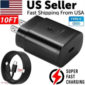 25w Super Fast Charger Type USB-C 10FT Cable For Galaxy S23 S22 S21 S20 (Option: Default Title)