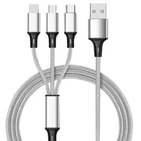 Charging Cable Cell Phone Charger Cord For Type C Micro USB 3 In 1 (Option: White)